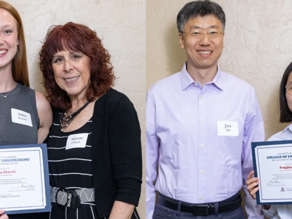 Outstanding SIE graduates pose with their plaques at the spring semester celebration 