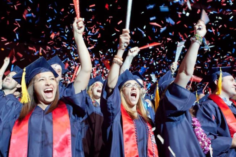 group of students in graduation regalia