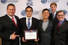 IISE President Michael Foss, Seunghan Lee, Young-Jun Son, IISE President-Elect Joseph Hartman and IISE Immediate Past President James C. Moore at the 2016 IISE Annual Conference awards banquet
