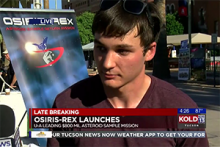 A screenshot of Kris Drozd being interviewed at the OSIRIS-REx launch party