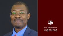 Photo of Lewis Ntaimo with the Texas A&M University Engineering logo on the right of the image.