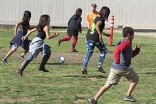 Students in Escondido, California, combine soccer with science. Photo by Steve Puterski. Image courtesy of Steve Puterski/The Coast News Group.