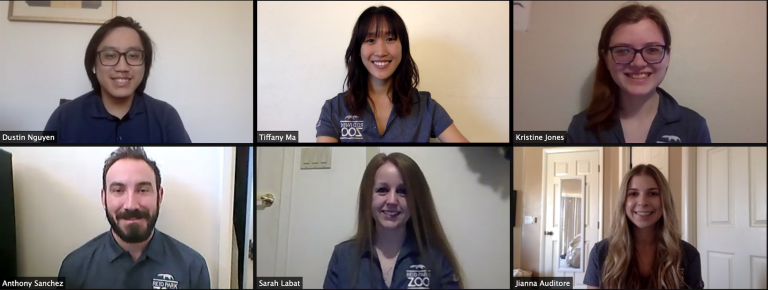 Screenshot of six students in a Zoom meeting
